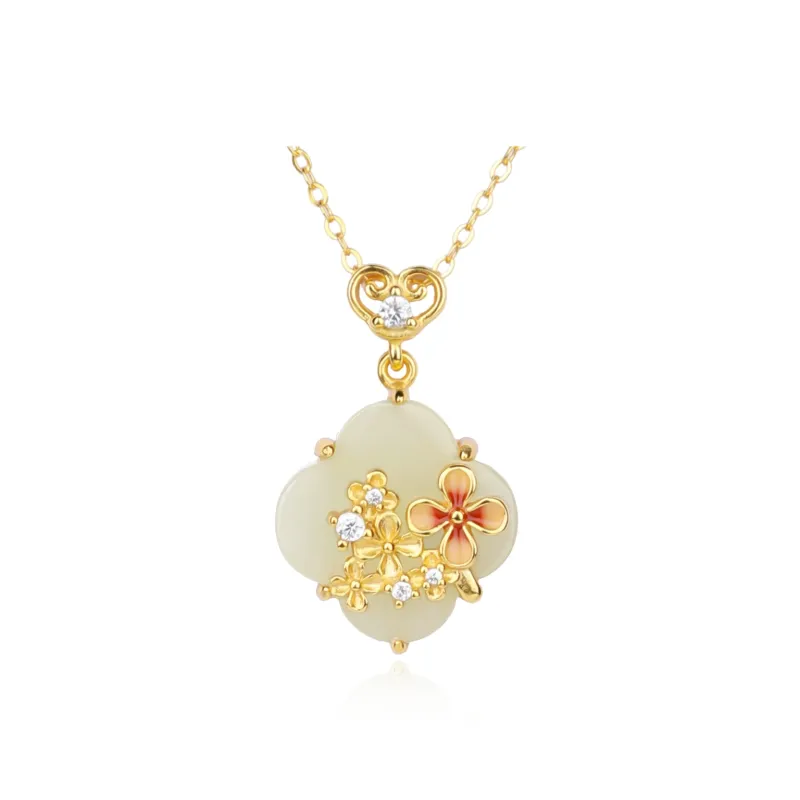 CHINA GOLD Hetian Jade Necklaces Pale Greenish White Jade Women's-0