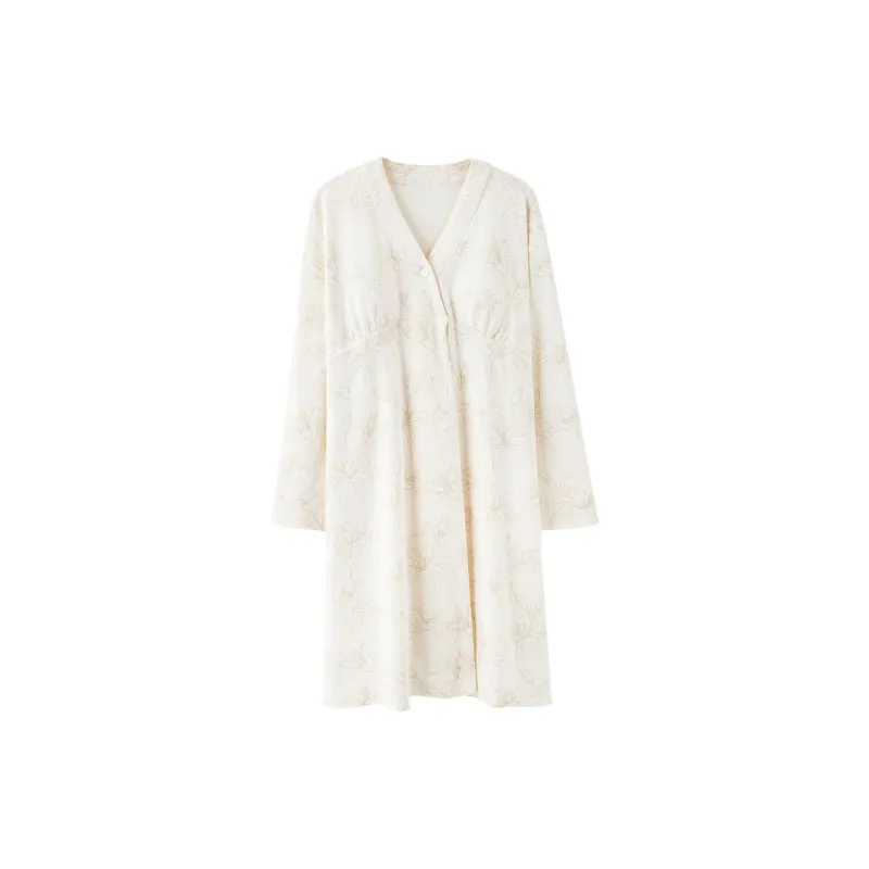 XIAFENYAN Nightgown Women's Beige-0