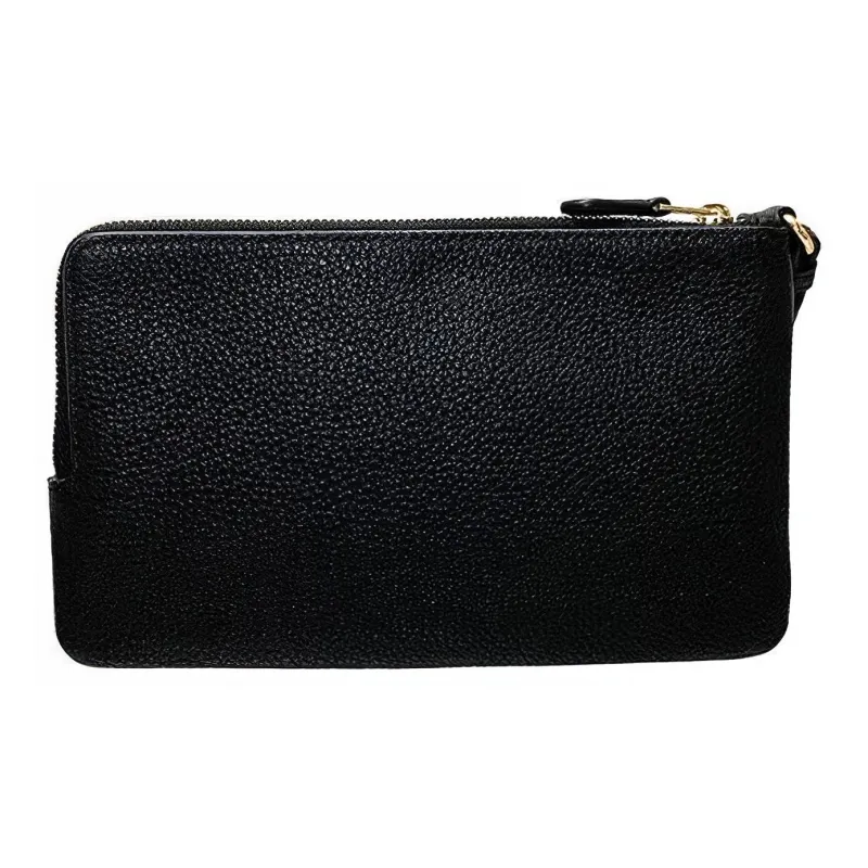 COACH Corner Zip Leather Clutch Card Holder Wallet Wrist Bag Regular Women's Brown & Black-1