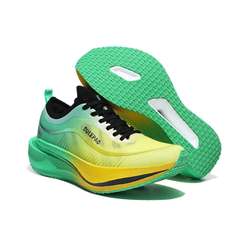Speed Joy Run Cushioning Anti-Slip And Wear-Resistant Low-Top Carbon Plate Marathon Running Shoes Men's Green Yellow-5