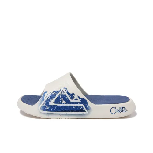 PEAK Extreme National Creativity Slip-Resistant Abrasion-Resistant Cushioning Slide Slippers Men's White Deep Blue