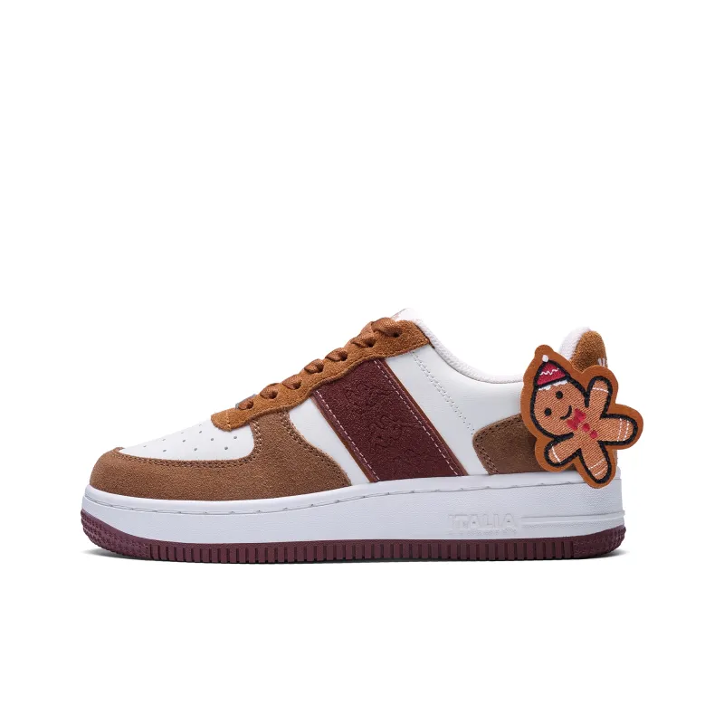 Kappa Anti Slip Wear Resistant Low Top Skateboard Shoes Women's White Brown-1