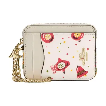 COACH Card Case Leather Coin Purses Card Holders Mini Women's White