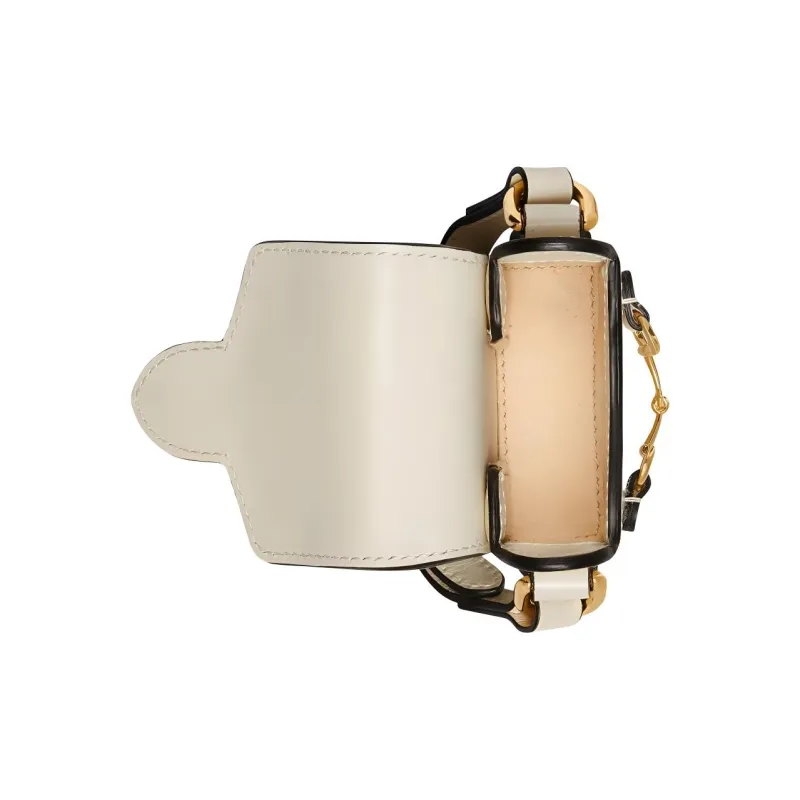GUCCI Horsebit 1955 Leather AirPods Protective Case Earphone Necklace Pouch Unisex White-2
