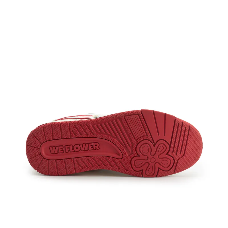 WE FLOWER Slip Resistant Cushioning Wear Resistant Breathable Height Increasing Low Top Skateboard Shoes Unisex Red-6