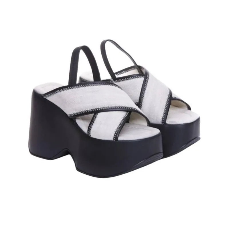Vic Matie One Strap Sandals 10cm Women's White Black-2