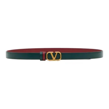 Valentino Metal Leather Belts Unisex Green -
