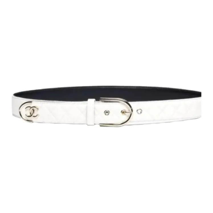 CHANEL - Leather Belts Unisex White --0