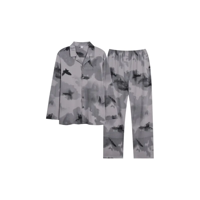 Sha Qian Pajama Set Men's Smoke Gray-0