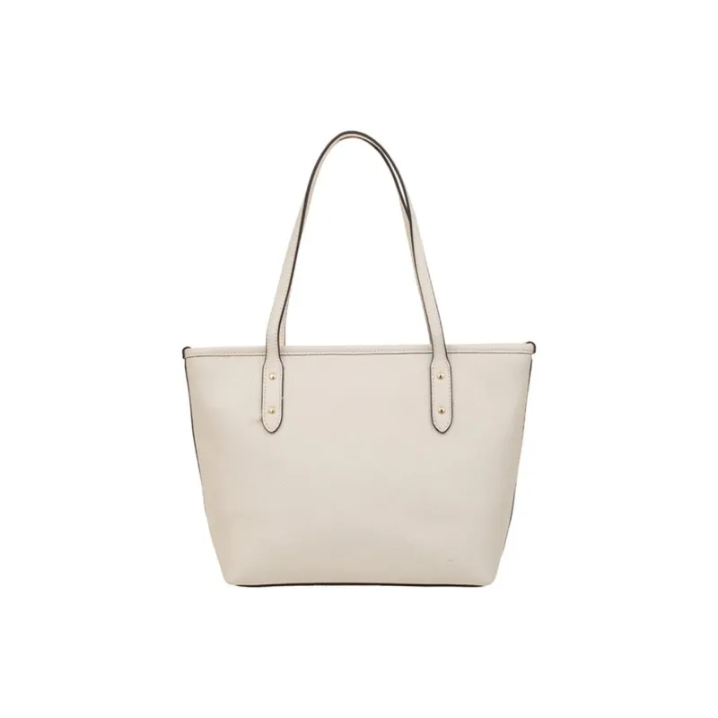 COACH City Zip Tote Leather Tote Bag, Shopping Bag, Shoulder Bag Small Size Women's White-3