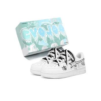 CVOJOO Gift Box Set Stars Collection Low Top Skateboard Shoes Unisex White Black