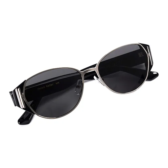 HELEN KELLER Plate Frame Oval Sunglasses Unisex-2