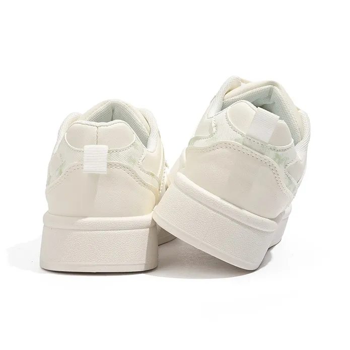 BABAYA KIDS Slip Resistant Breathable Low Top Skateboard Shoes Women's Beige Green-6