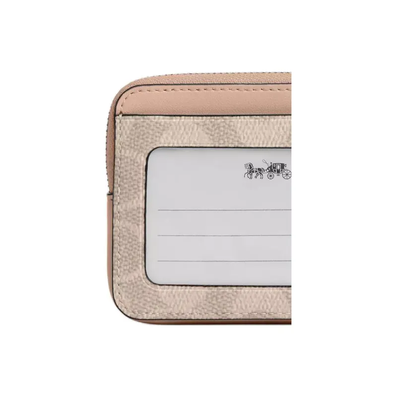 COACH Coated Canvas Card Holder Mini Women's Sand & Taupe-3