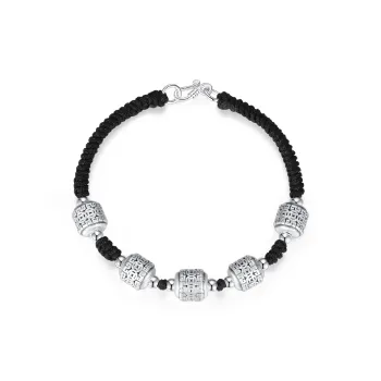 WINY 999 Fine Silver Bracelets Women's Black Gray
