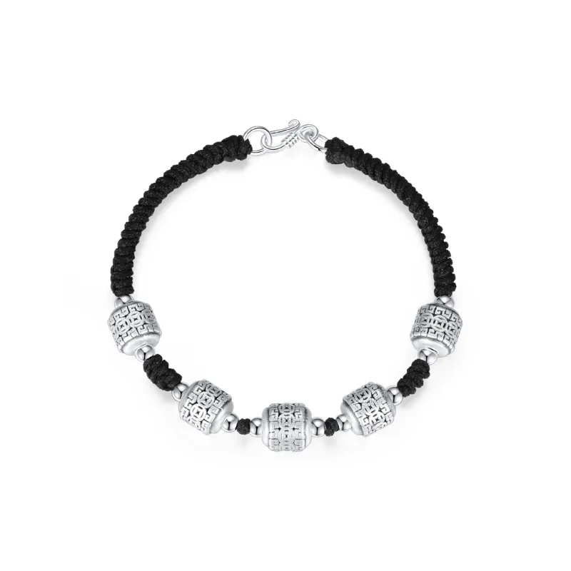 WINY 999 Fine Silver Bracelets Women's Black Gray-4