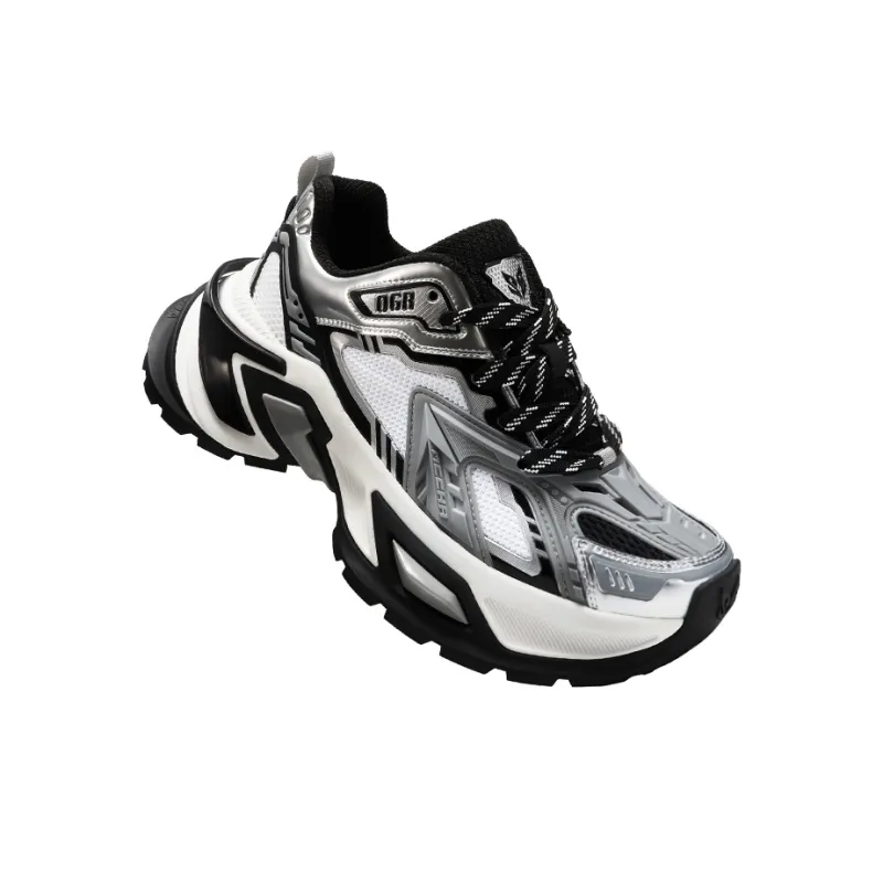 OGR Anti-Slip And Wear-Resistant Lightweight Height Increasing Low-Top Chunky Sneakers Unisex Gray-3