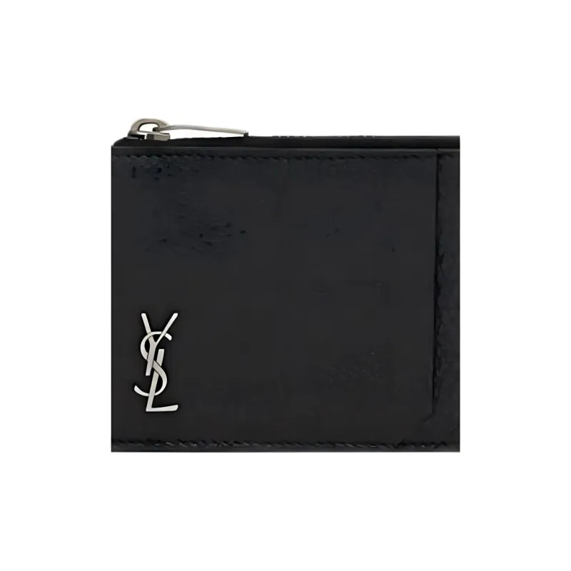 SAINT LAURENT CASSANDRE Calfskin Wallet Small Size Men's Black-3