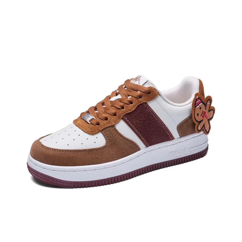 Kappa Anti Slip Wear Resistant Low Top Skateboard Shoes Women's White Brown-3