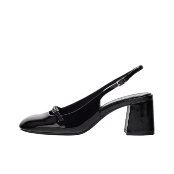 ZARA New Year Chunky Heel High Heels 7cm Women's Black