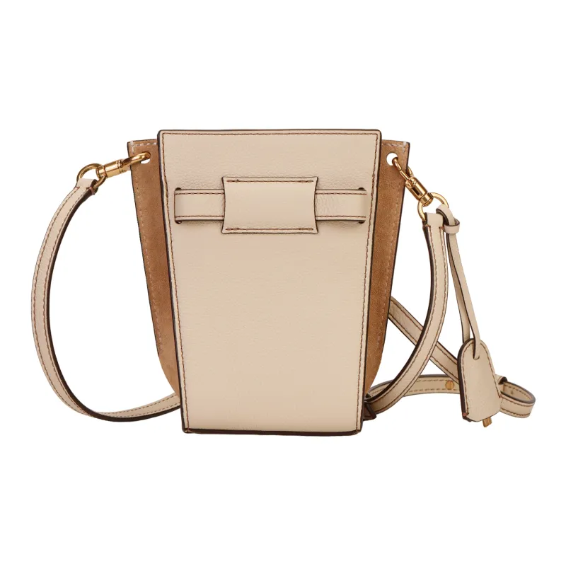 TORY BURCH Lee Radziwill Leather Suede Trim Shoulder Bag Crossbody Bag Mini Women's White-2