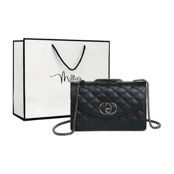 MILLIE'S Cow Leather Underarm Shoulder Bag, Crossbody Bag, Small Square Bag Regular Women's Black