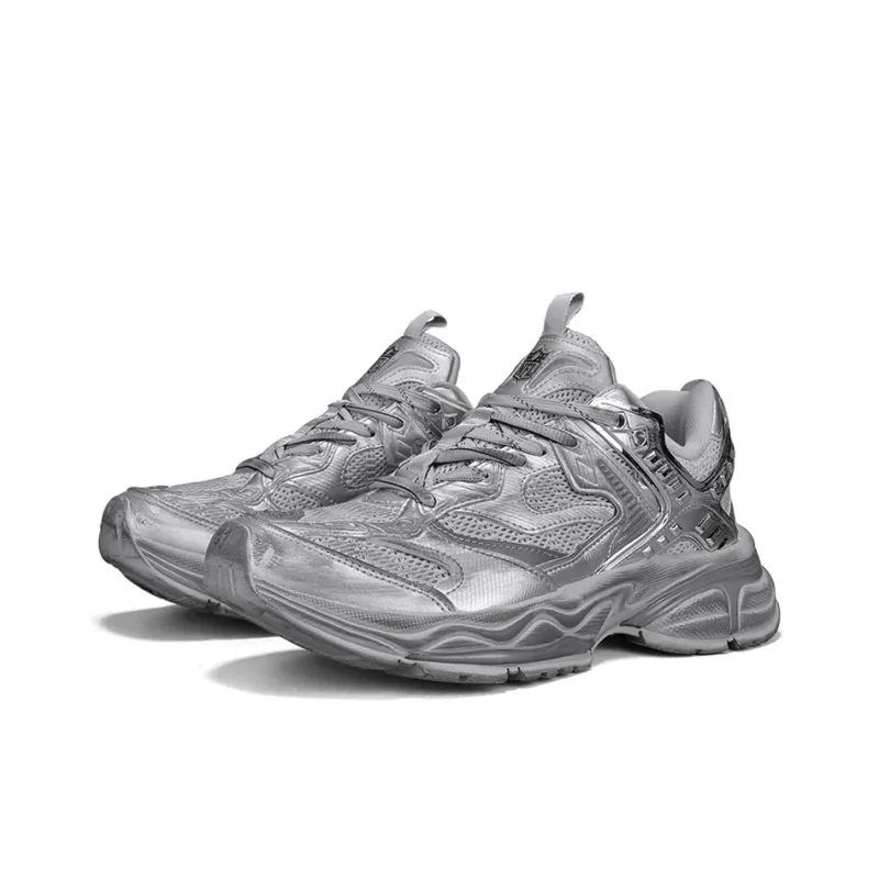 NFL Wear resistant And Lightweight Low Top Chunky Sneakers Unisex Silver-2