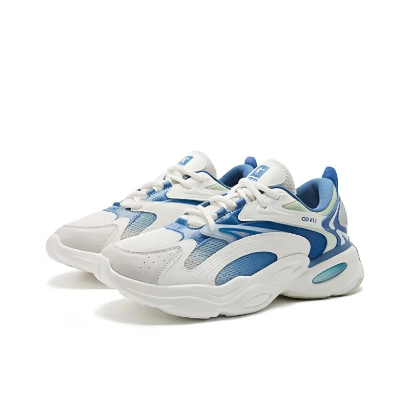 QIAODAN Cushioning Wear-Resistant Low-Top Chunky Sneakers Men's Ivory With Shadow Blue-2