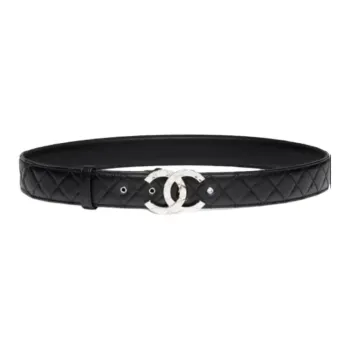 CHANEL Leather Belts Unisex Black 