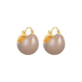 Milk Coffee Round Ball Hoop Earrings