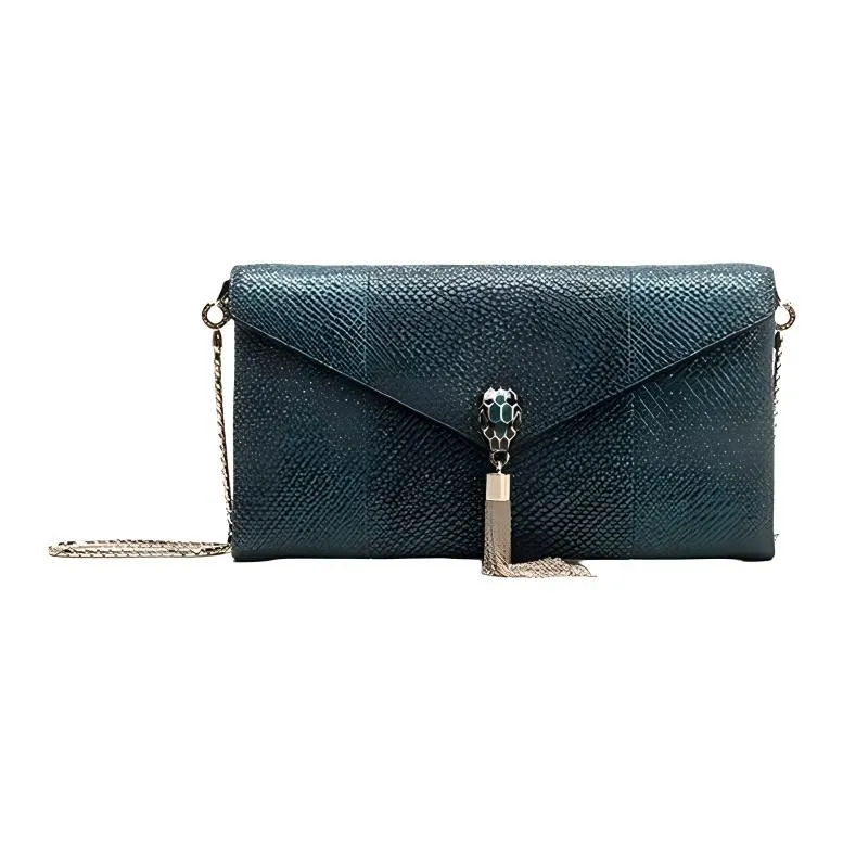 BVLGARI Snake Skin Clutch Women's Green-0