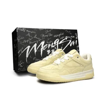 Mengsai Puffy Shoes Low Top Skateboard Shoes Women's Almond Yellow
