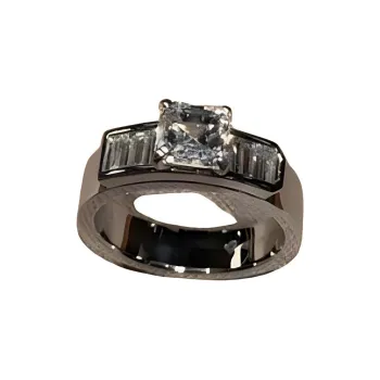 HERMES Diamond Platinum Gemstone Rings Women's Silver