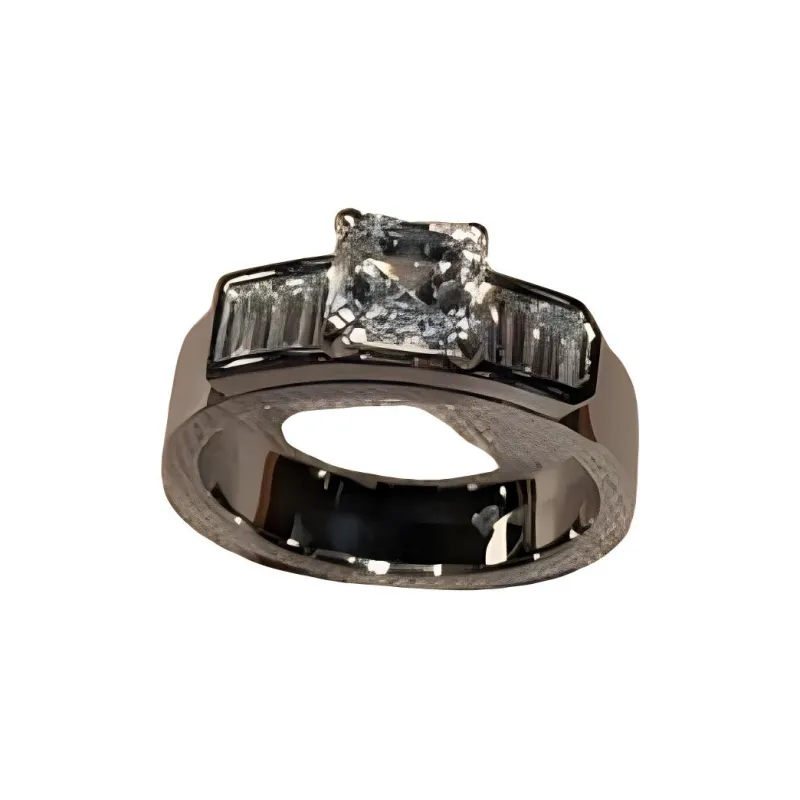 HERMES Diamond Platinum Gemstone Rings Women's Silver-0