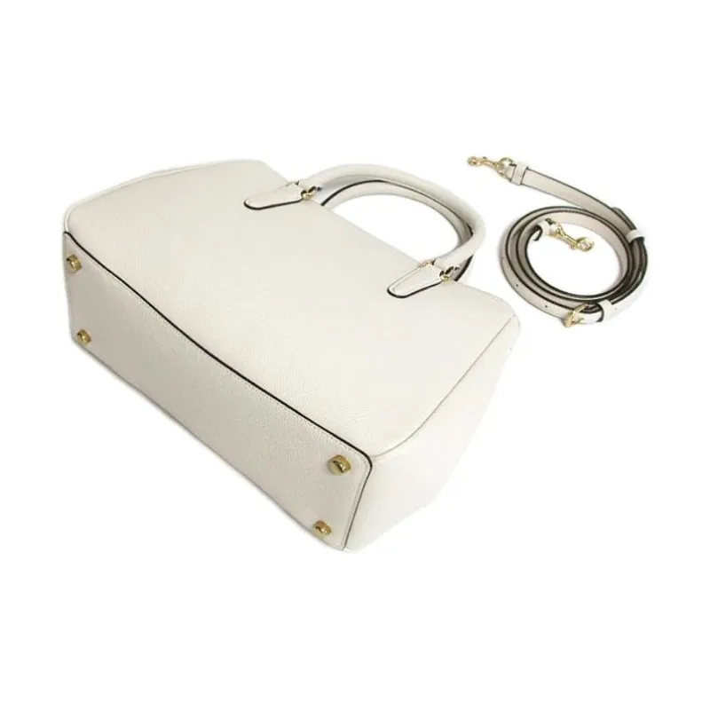 COACH Surrey Cross-Stitch Leather Dome Bag Handbag Shoulder Bag Crossbody Bag Large Size Women's White-1