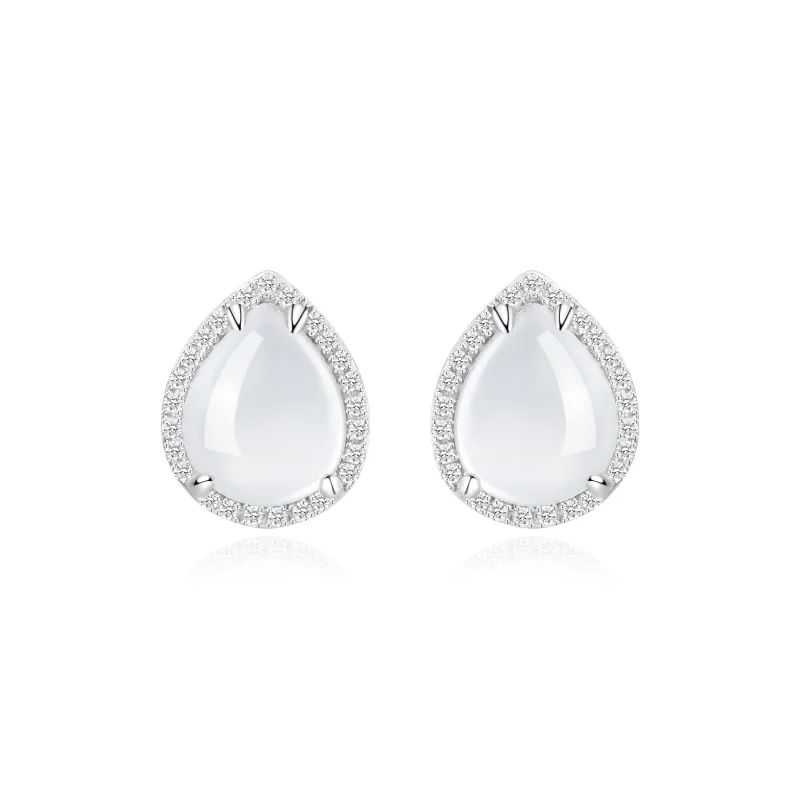 Lao Feng Xiang S925 Silver Stud Earrings Women's-0