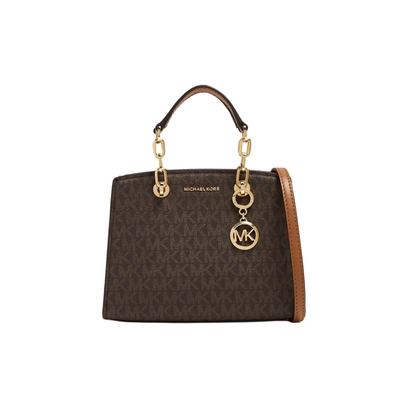 MICHAEL KORS Cynthia Artificial Leather Handbag Shoulder Bag Crossbody Bag Extra Small Women's Dark Brown & Acorn Brown-1