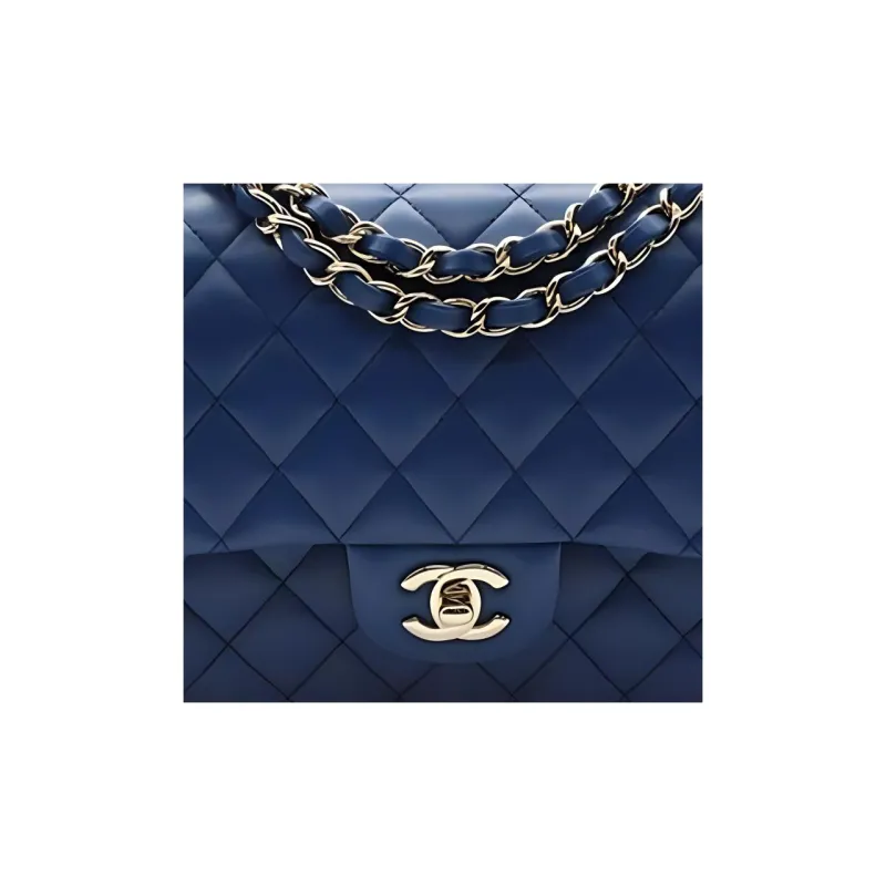 CHANEL Classic Flap CF Lambskin Handbag, Shoulder Bag Medium Size Women's Blue-1