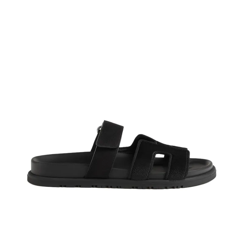 HERMES Chypre Slide Slippers Women's Black-1