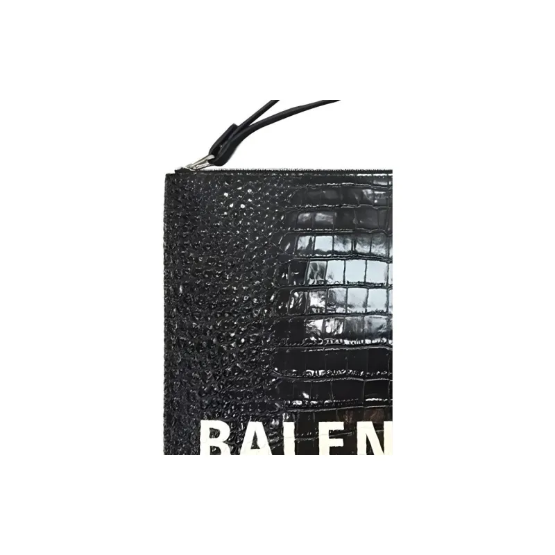Balenciaga Cow Leather Wrist Bags Clutches Men's Black-2