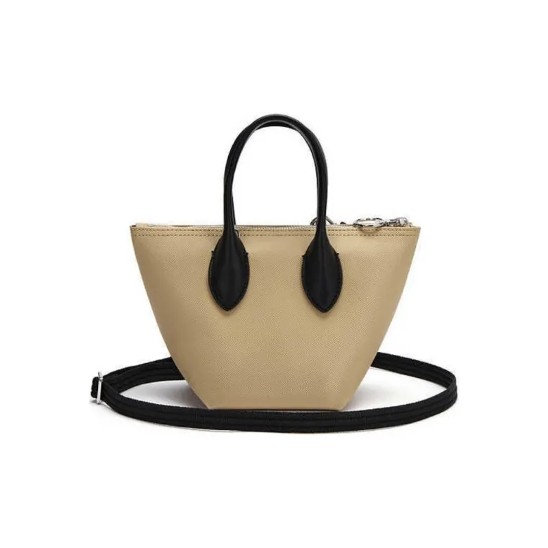 LACOSTE PVC Tote Bag, Shopping Bag, Shoulder Bag, Crossbody Bag, Handbag Mini Women's Apricot & Black-1