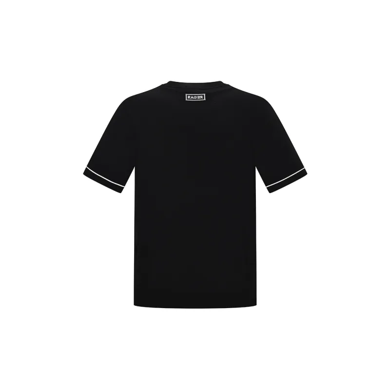 RARE Short Sleeved Sweater Pullover Men's Black-2