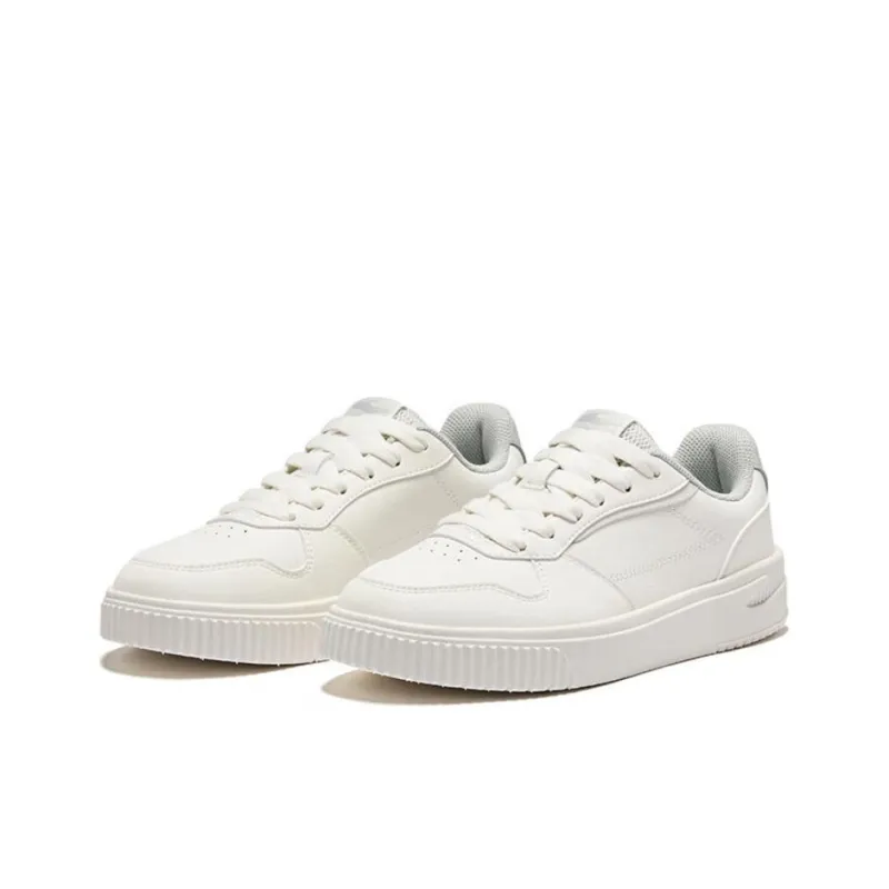 Erke Coverage Anti Slip And Wear Resistant Low Top Skateboard Shoes Women's White Gray-2