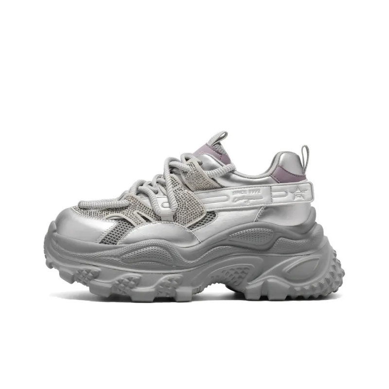 BELLE Height Increasing Coverage Low-Top Chunky Sneakers Women's Apricot-5