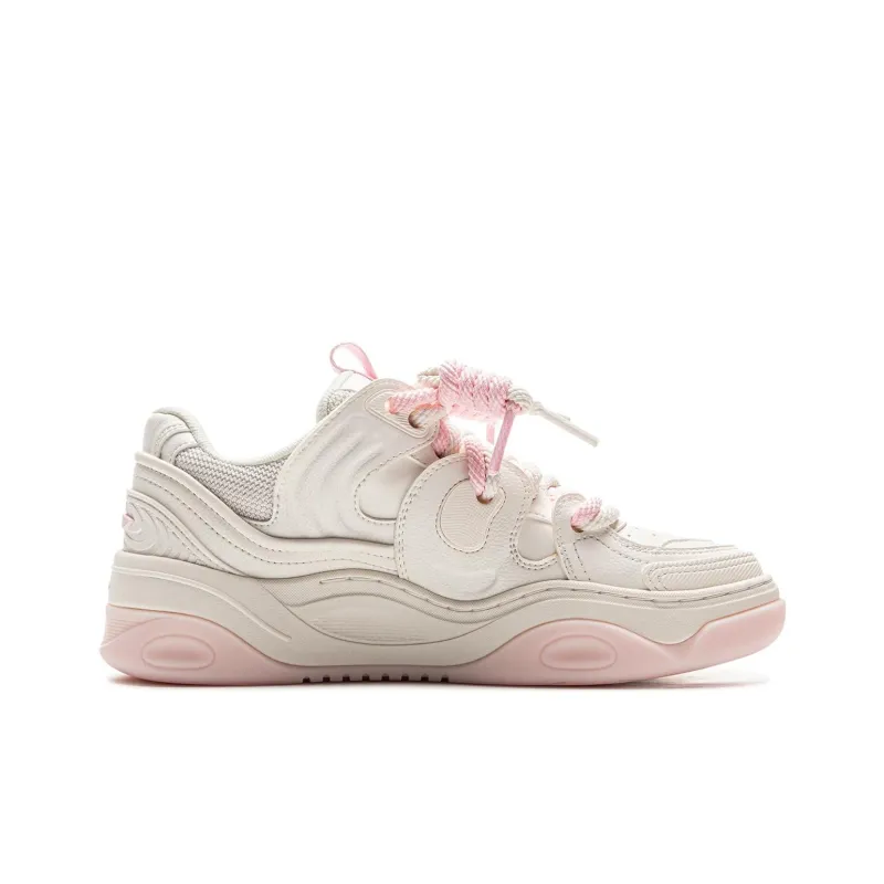 LiNing Expedition 3 Cushioning Anti-Slip And Wear-Resistant Height Increasing Low-Top Casual Shoes Women's White Pink-1