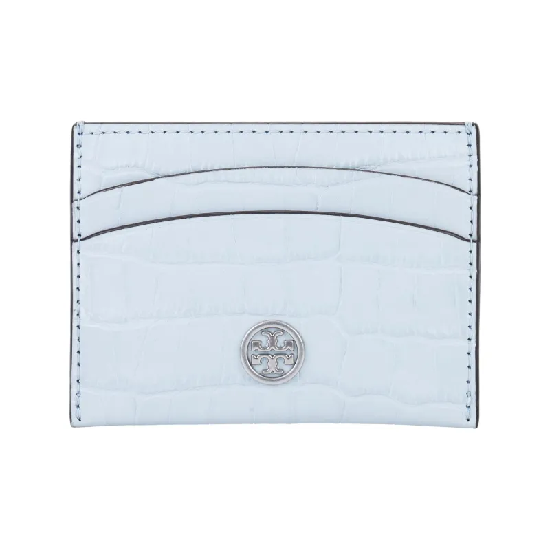 TORY BURCH Robinson Leather Card Holder Women's Blue-0