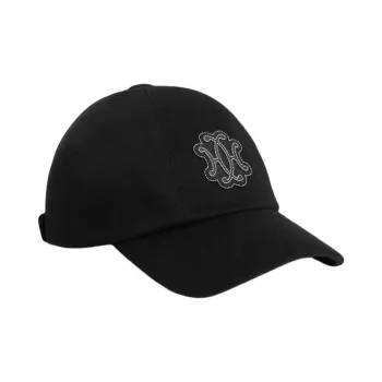 HERMES Swift Calfskin, Cashmere, Felt, Palladium Plated, Silk, Cotton Fabric Baseball Caps Women's Black
