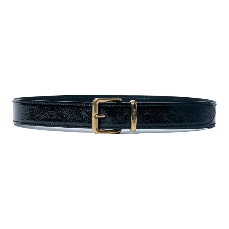 MIU MIU Leather Belts Women's Black Width 3CM-0
