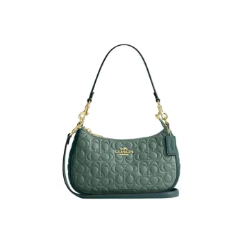 COACH Leather Shoulder Bag Unisex Deep Turquoise