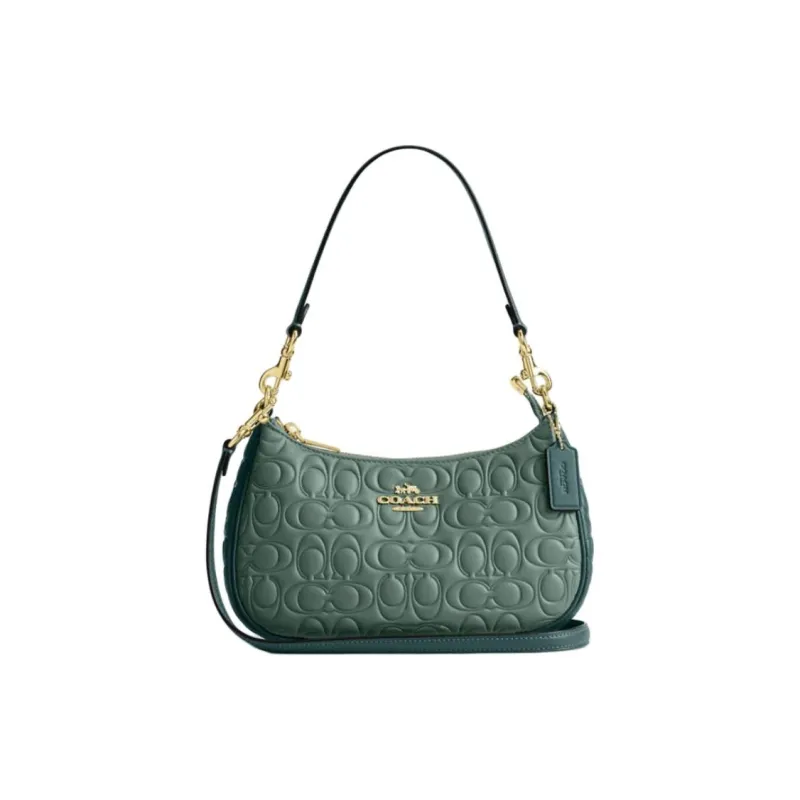COACH Leather Shoulder Bag Unisex Deep Turquoise-0